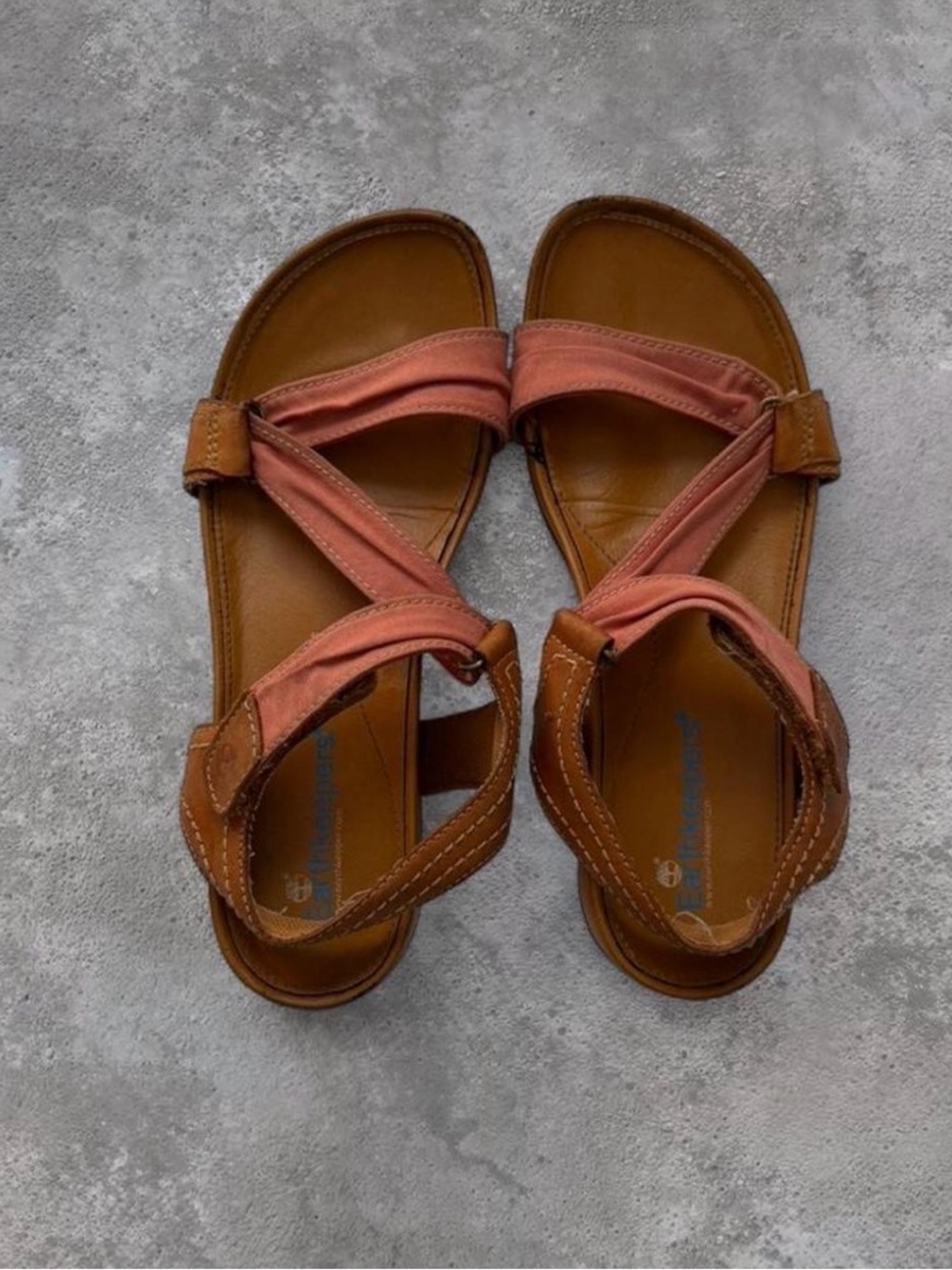 Timberland Women's Leather Strappy Sandals with Coral Straps